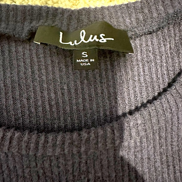 Lulus Heather blue Fit and Fair Ribbed Knit Long Sleeve Skater Dress - Picture 6 of 6